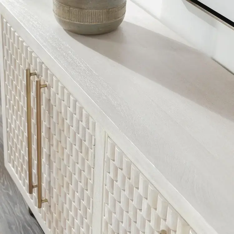 Norwood Solid Wood 4 Door Buffet- Coastal White