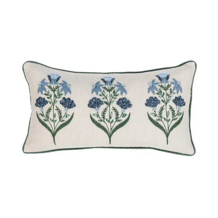 NV Belcourt Floral/Natural Blue, 14" x 26"