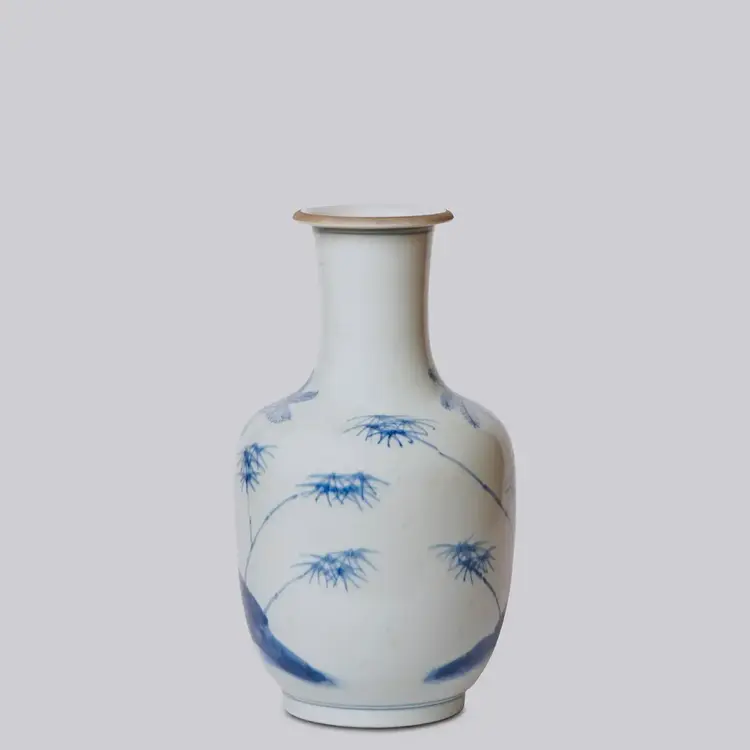 Bamboo Blue and White Porcelain Mallet Vase