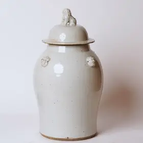25" Stout Rustic White Porcelain Temple Jar w/ Lugs