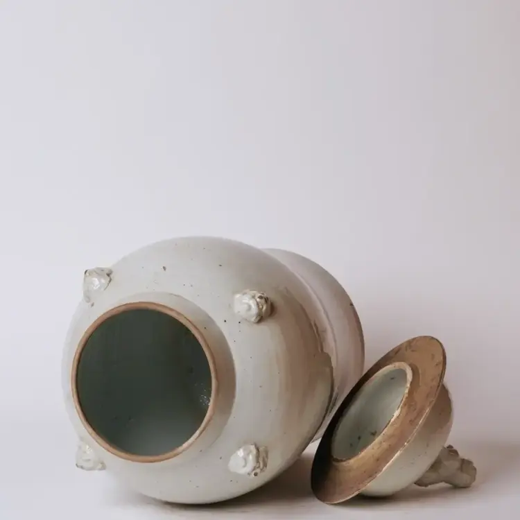 25" Stout Rustic White Porcelain Temple Jar w/ Lugs