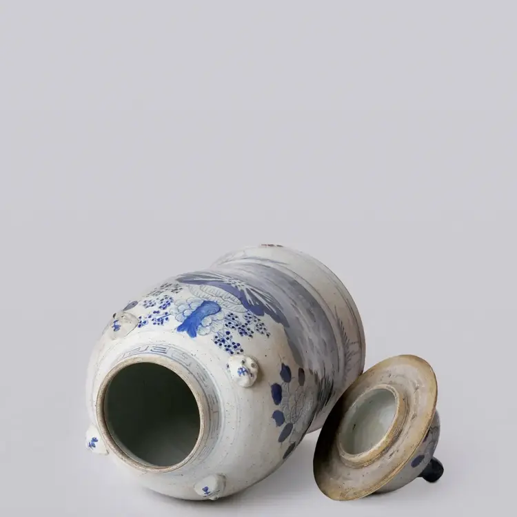 Blue and White Four Seasons Porcelain Temple Jar