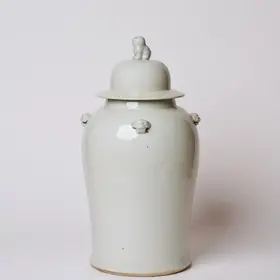 Rustic Creamy White Porcelain Temple Jar