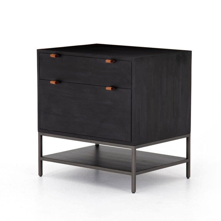 Four Hands Trey Modular Filing Cabinet- Black Wash Poplar