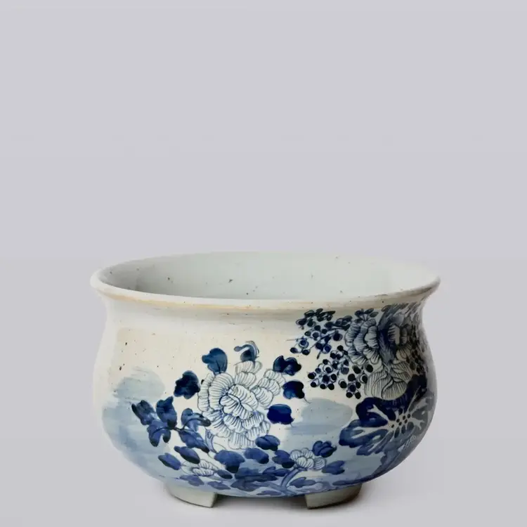 Blue and White Porcelain Four Seasons Bulbous Cachepot