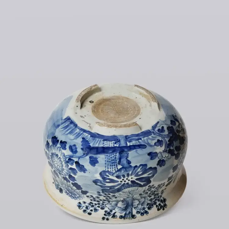 Blue and White Porcelain Four Seasons Bulbous Cachepot