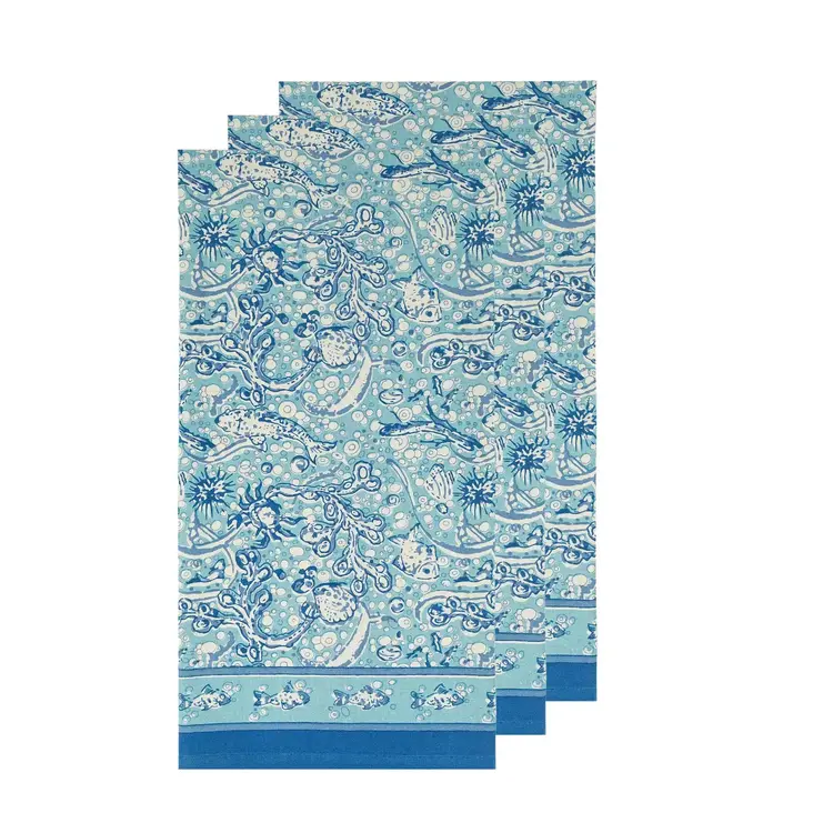 La Mer Aqua Tea Towels- set of 3