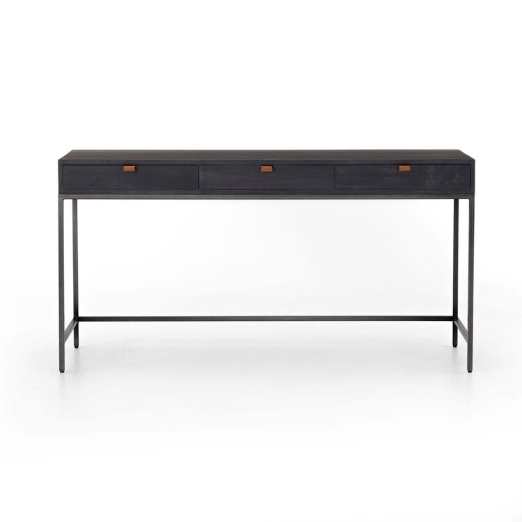 Four Hands Trey Modular Writing Desk- Black Wash Poplar