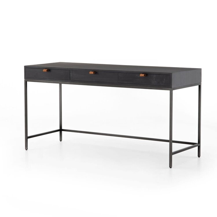 Four Hands Trey Modular Writing Desk- Black Wash Poplar