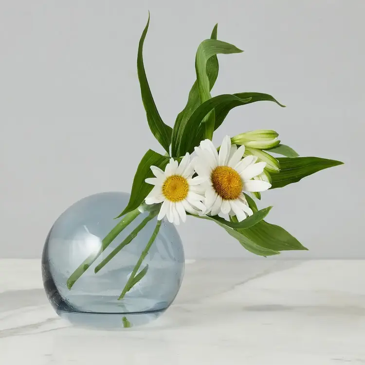 Glass Sphere Bud Vase- Denim Blue