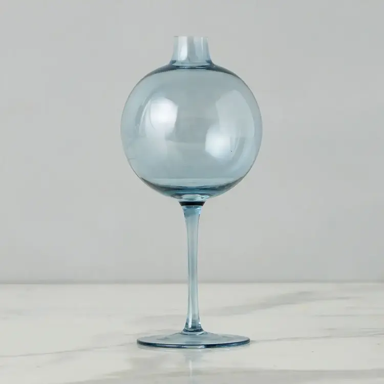 Denim Blue Wine Glass Shaped Flower Vase
