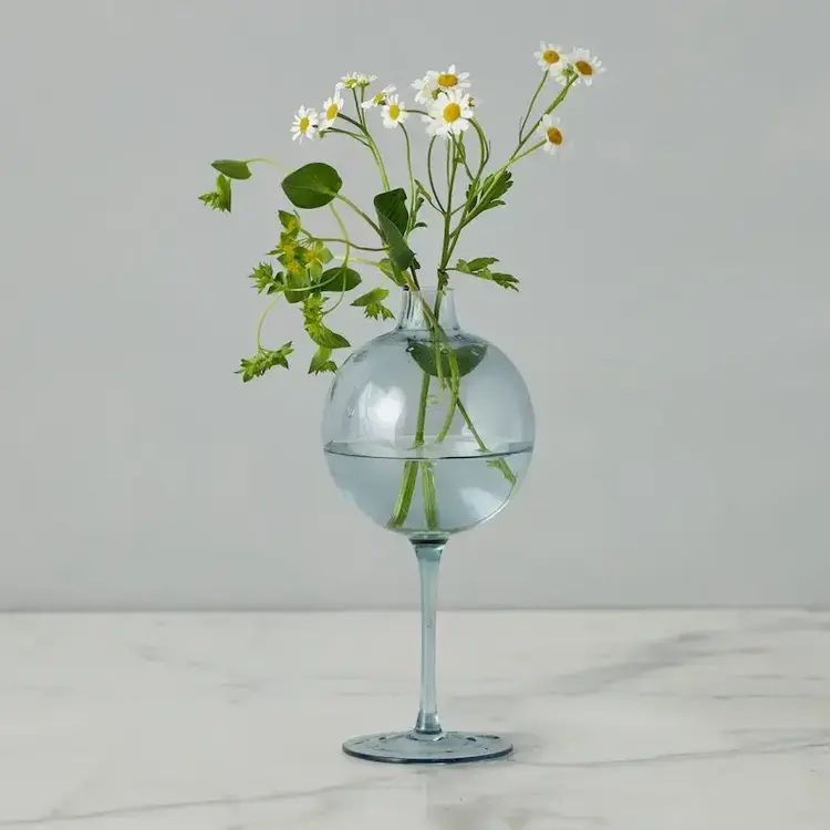 Denim Blue Wine Glass Shaped Flower Vase