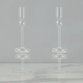 Clear Glass Candlestick Pair