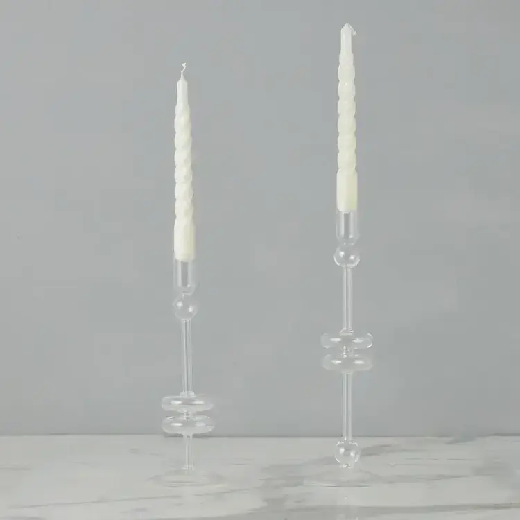 Glass Candlestick- Clear