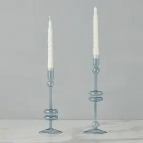 Glass Candlestick- Denim