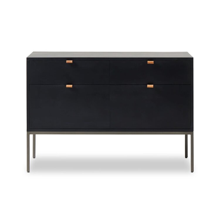 Four Hands Trey Modular Wide Filing Cabinet- Black Wash Poplar