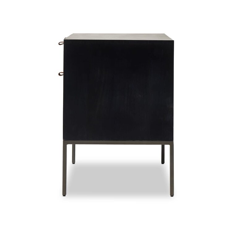 Four Hands Trey Modular Wide Filing Cabinet- Black Wash Poplar