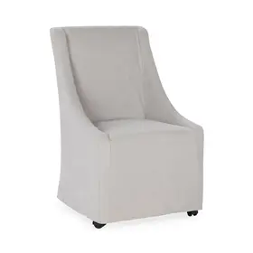 Warwick Upholstered Rolling Dining Chair- Sandy Tan