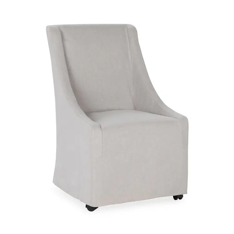 Warwick Upholstered Rolling Dining Chair- Sandy Tan