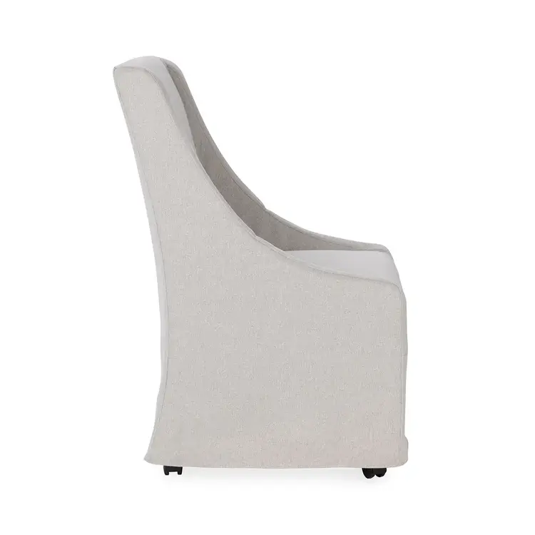 Warwick Upholstered Rolling Dining Chair- Sandy Tan