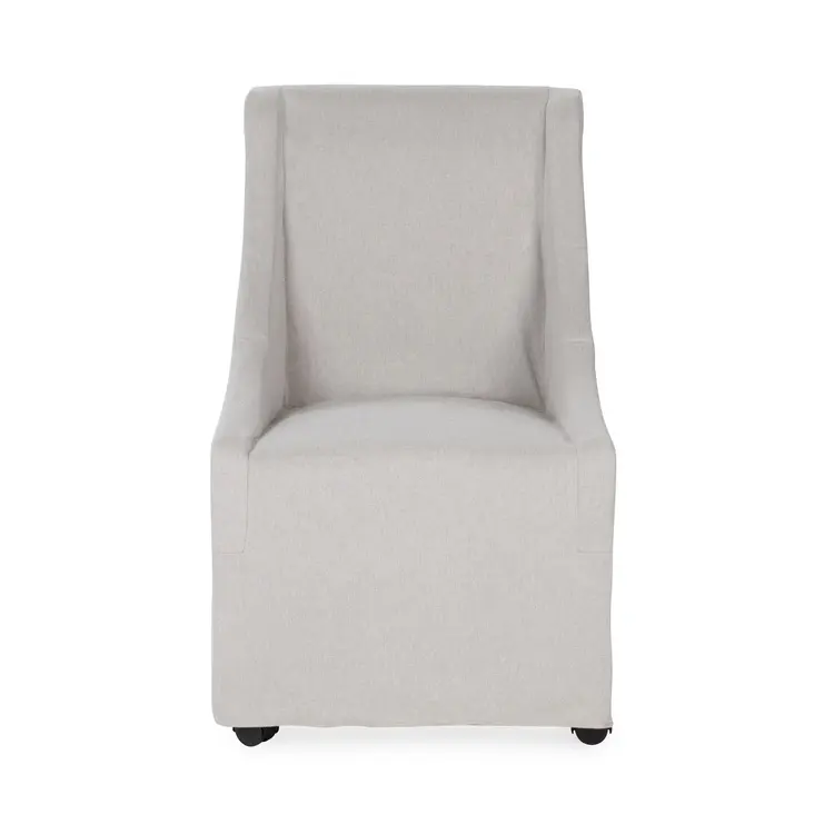 Warwick Upholstered Rolling Dining Chair- Sandy Tan
