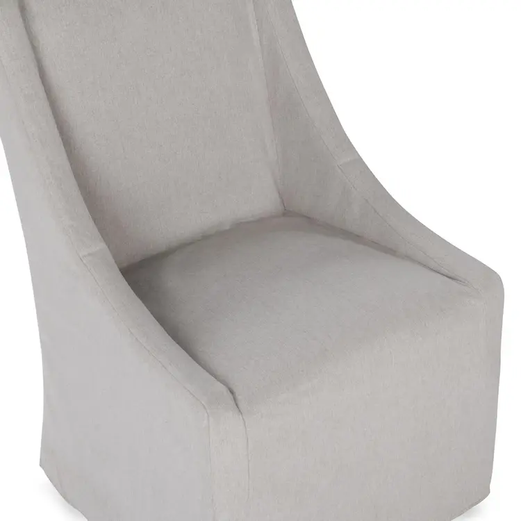 Warwick Upholstered Rolling Dining Chair- Sandy Tan