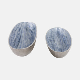 Oval Metal Bowl w/ Enamel-