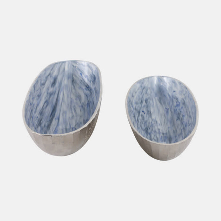 Oval Metal Bowl w/ Enamel-