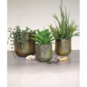 Rustic Verdigris Iron Planter, Small