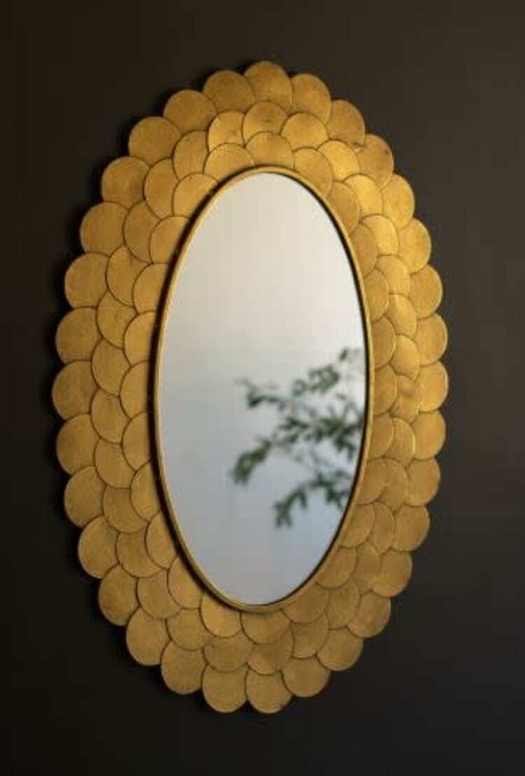 Layered Gold Scallop Framed Mirror