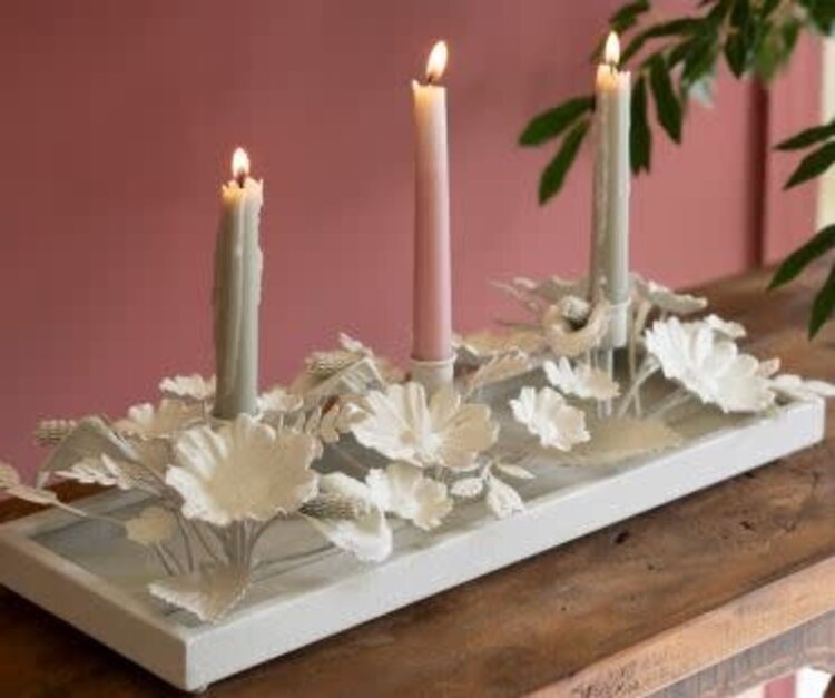 Painted Metal Floral Taper Candelabra