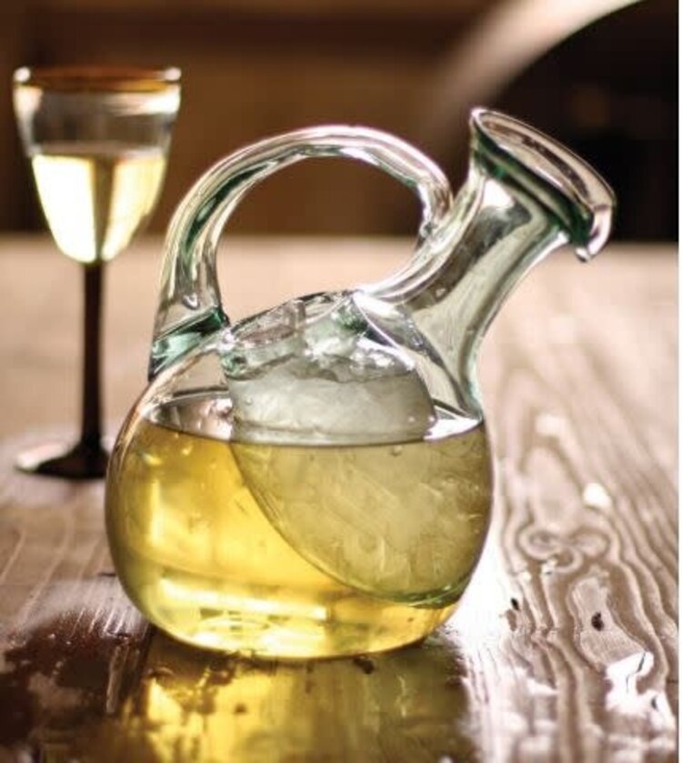 Tilted White Wine Decanter with Ice Pocket