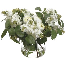 Lilac/Ranunculus in Glass Vase