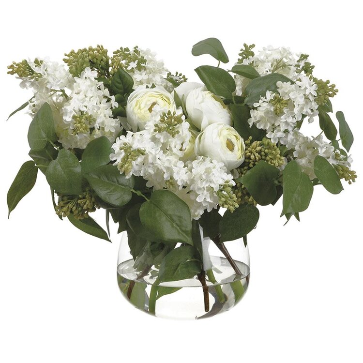 Lilac/Ranunculus in Glass Vase