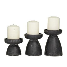 Black Wood Candle Holder