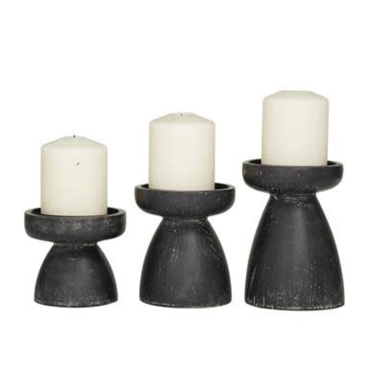 Black Wood Candle Holder