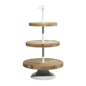 Brown Wood Farmhouse Tiered Server