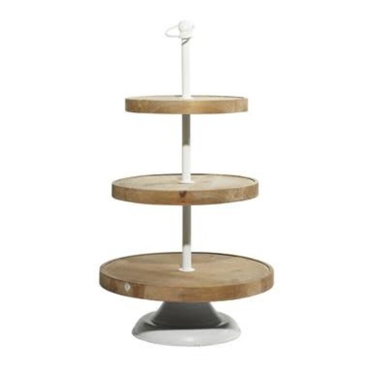 Brown Wood Farmhouse Tiered Server