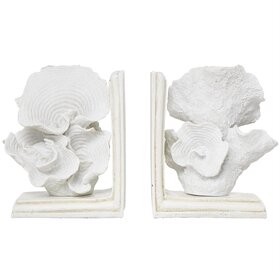 Cream Polystone Coral Bookends- set of 2