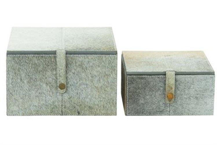 Grey Leather Hide Eclectic Box