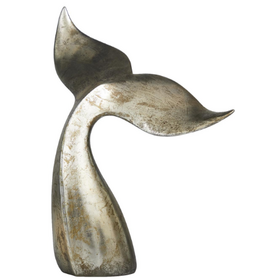 Silver Polystone Whale Sculpture
