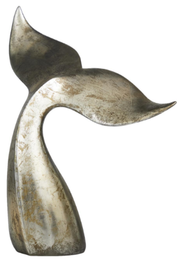 Silver Polystone Whale Sculpture