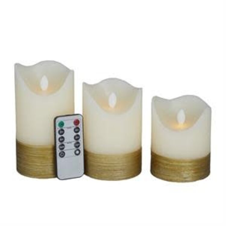 Wax Flameless Candle, Gold Base