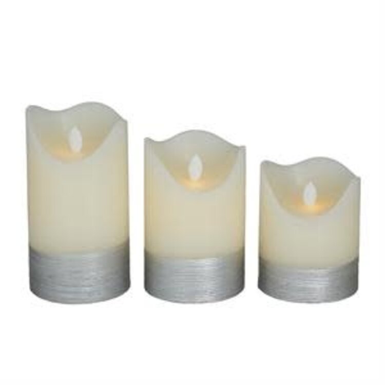 Wax Flameless Candle, Silver Base