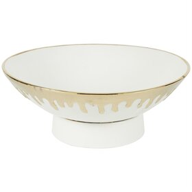 White Ceramic Decorative Bowl, Gold
