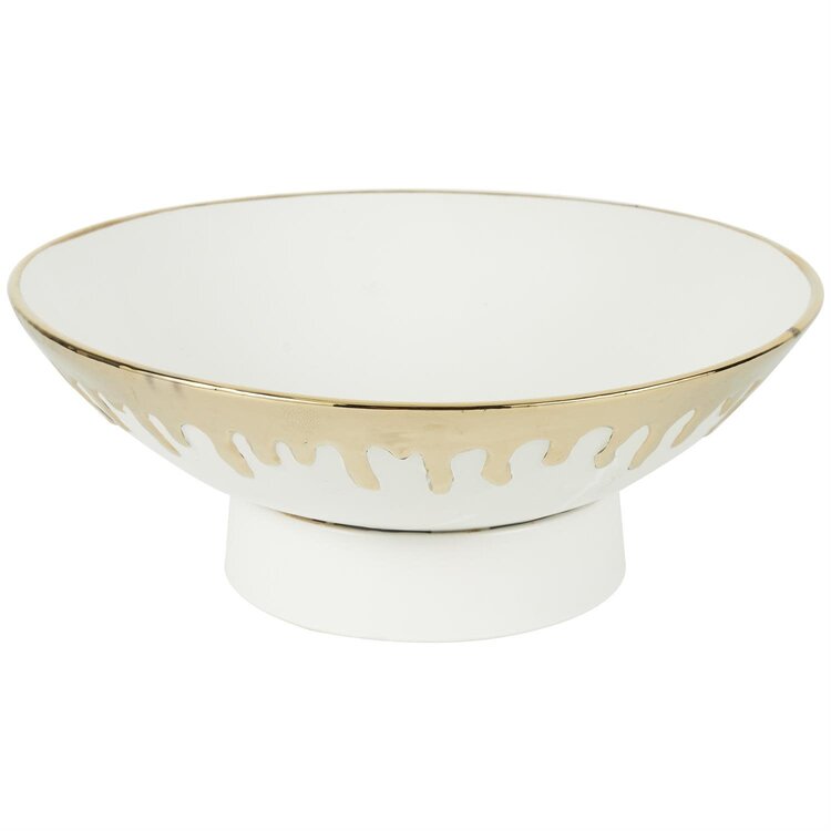 White Ceramic Decorative Bowl, Gold