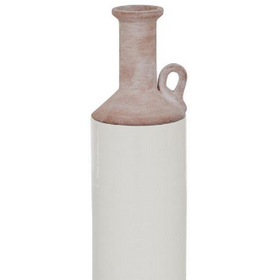 White Ceramic Vase w/ Pink 15''