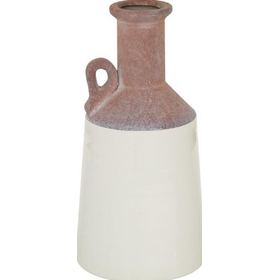 White Ceramic Vase w/ Pink 12''