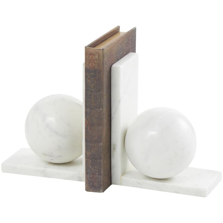 White Marble Bookends, set of 2