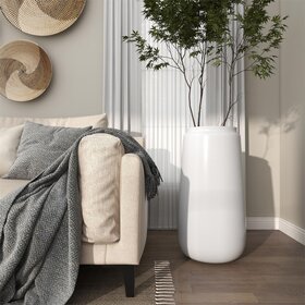 White Resin Tall Floor Vase, 30"